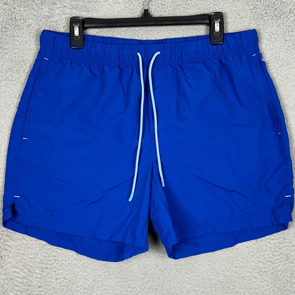 Duluth Trading Co Swim Trunks Mens Medium Blue Stretch Drawstring Board Shorts